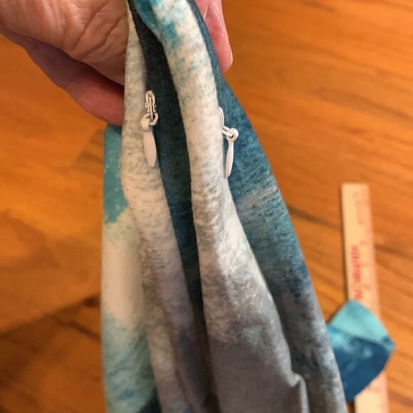 Two piece set of pillow covers.  Main color is teal with other blues and white - Picture 4 of 8